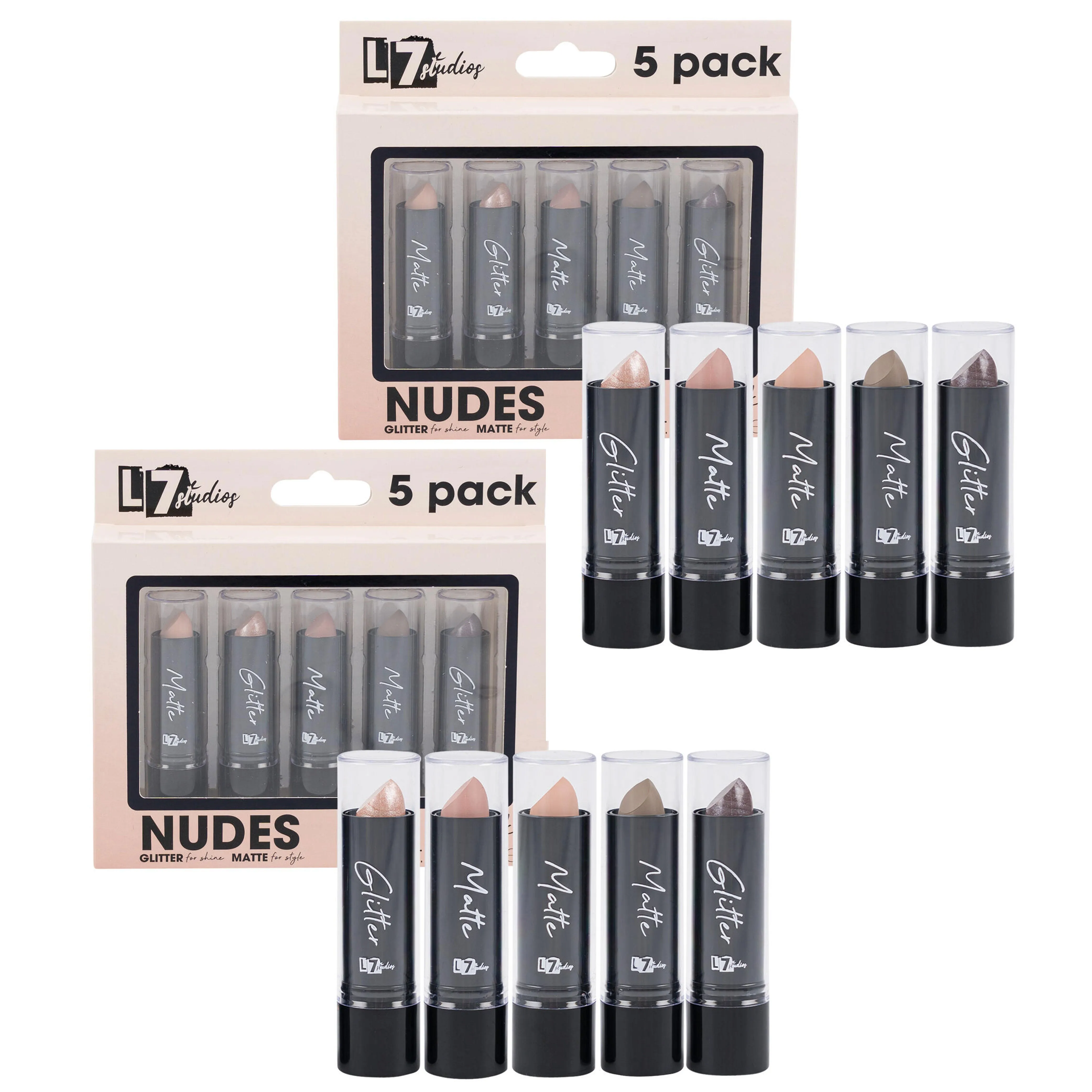 10 Pc Nude Matte Lipstick Assorted Color Shimmer Glitter Cosmetics Makeup 0.12oz