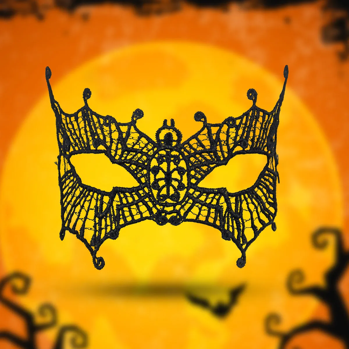 Antifaz color Negro con Diseño de Telaraña