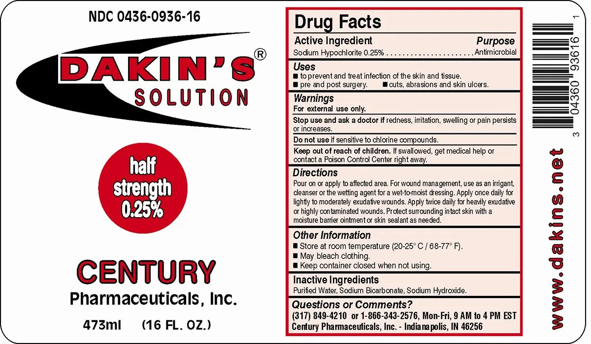 Dakin's Solution Half Strength .25%, 16 oz. Bottle