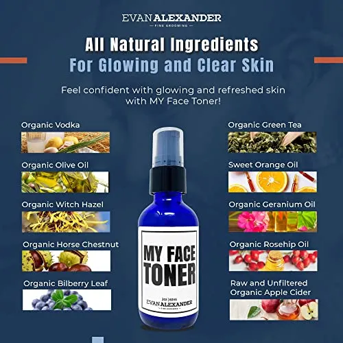 Evan Alexander Fine Grooming My Face Toner, Green Tea, 2 Fluid Ounces