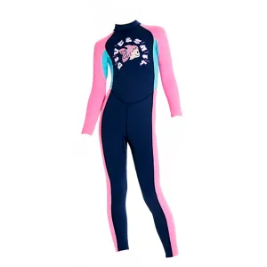 Full Length Dive Navy Mermaid Color Block Printed Kids Swimwear In Upf 50  Fabric