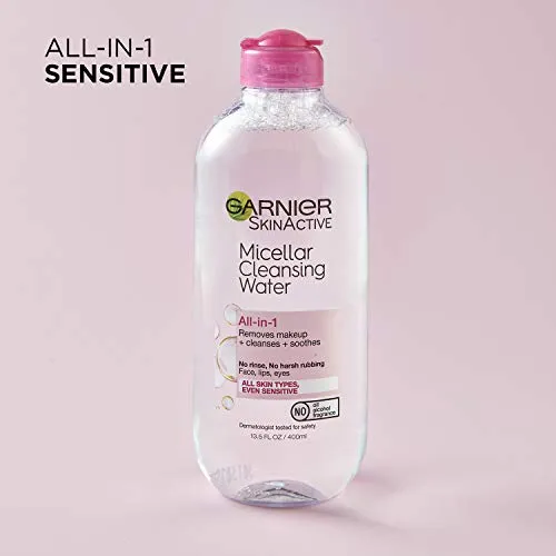Garnier Micellar Water, Hydrating Facial Cleanser & Makeup Remover, Suitable for Sensitive Skin, Vegan, Cruelty Free, 13.5 Fl Oz (400mL), 1 Count