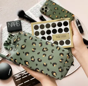 Khaki Leopard Make Up Bag