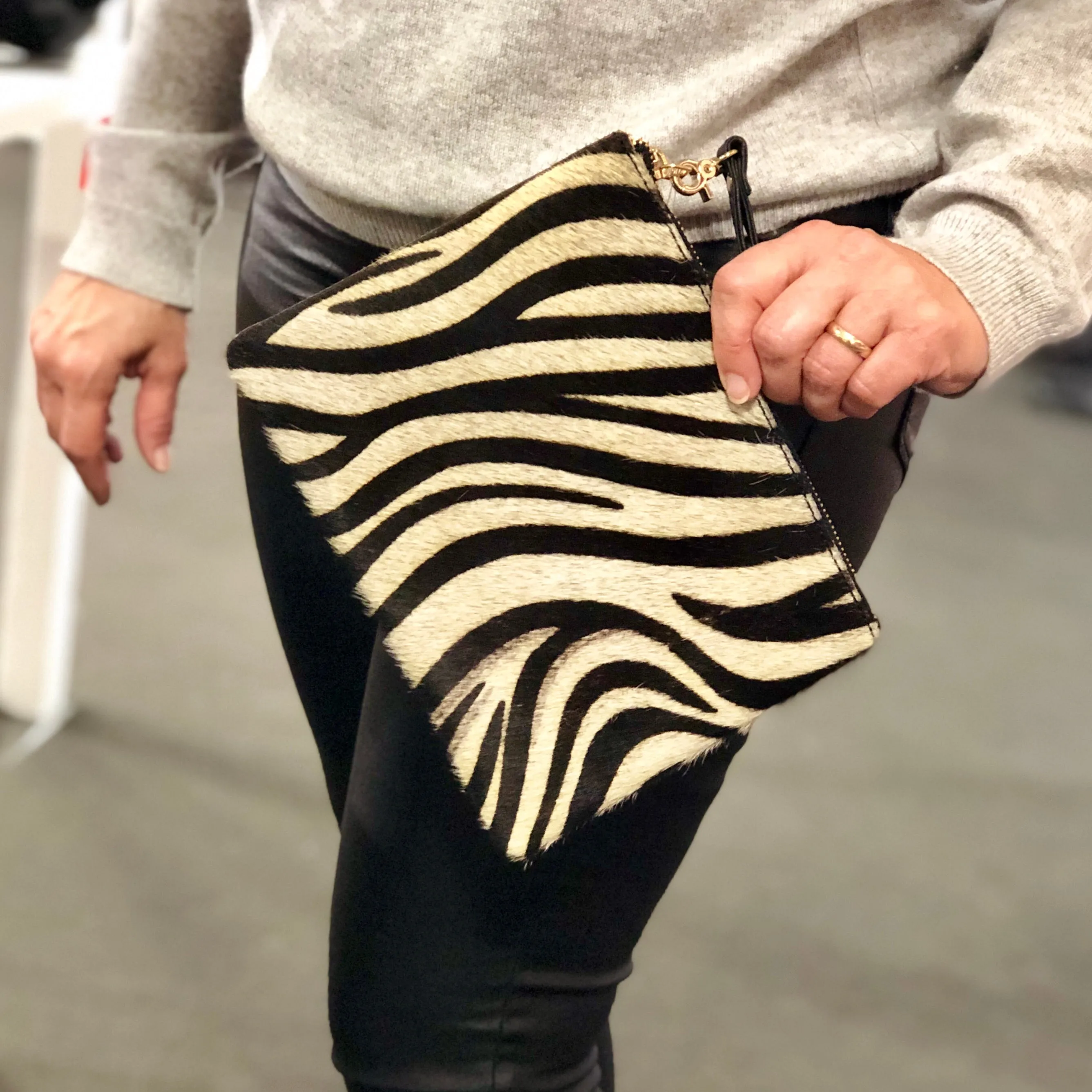 Pony Hair  Genuine Leather Wristlet #LB601 Zebra